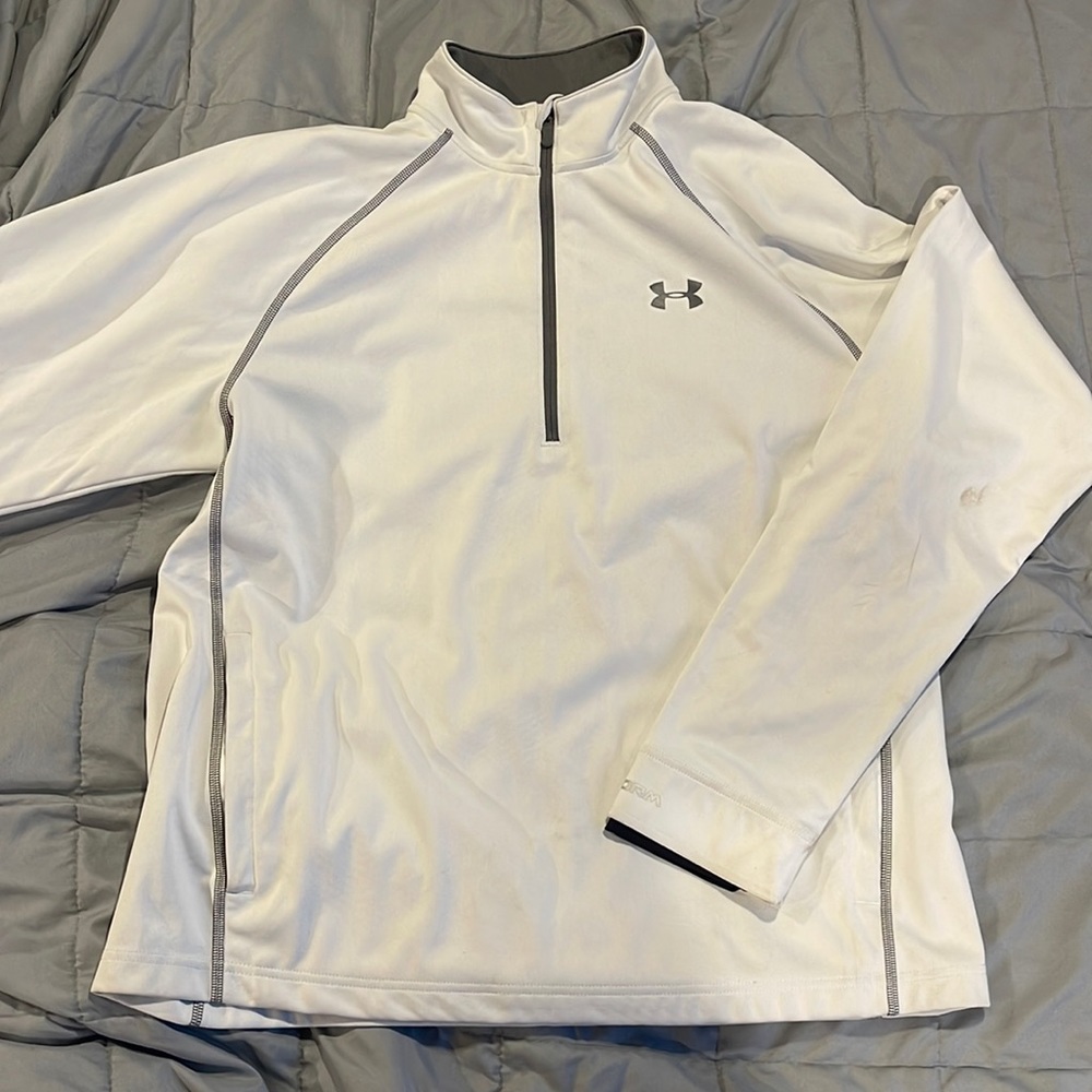 Under Armour Men’s 1/4 Zip Waterproof White XL Slight Discoloration